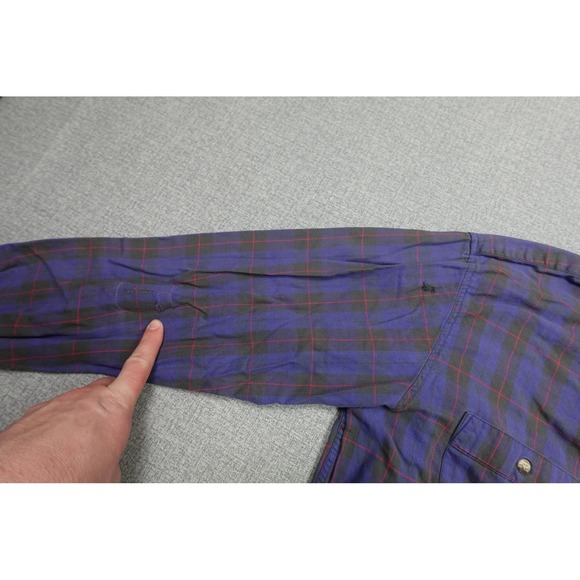 Vintage Patagonia Button Front Shirt Mens Medium Purple Plaid Hiking Outdoors - Picture 3 of 11